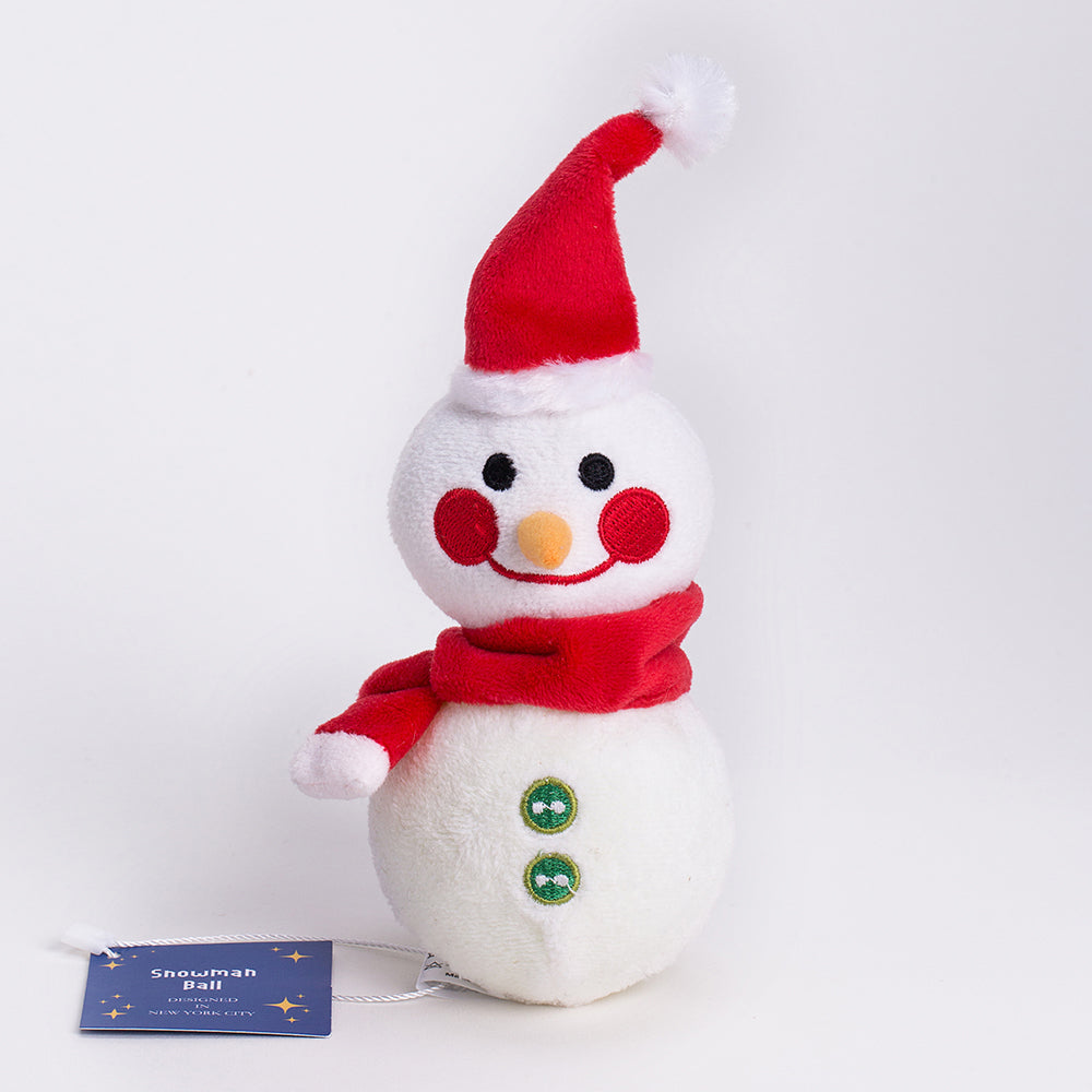 Snowman Ball Squeaky, Crinkles Detachable Plush Dog Toy