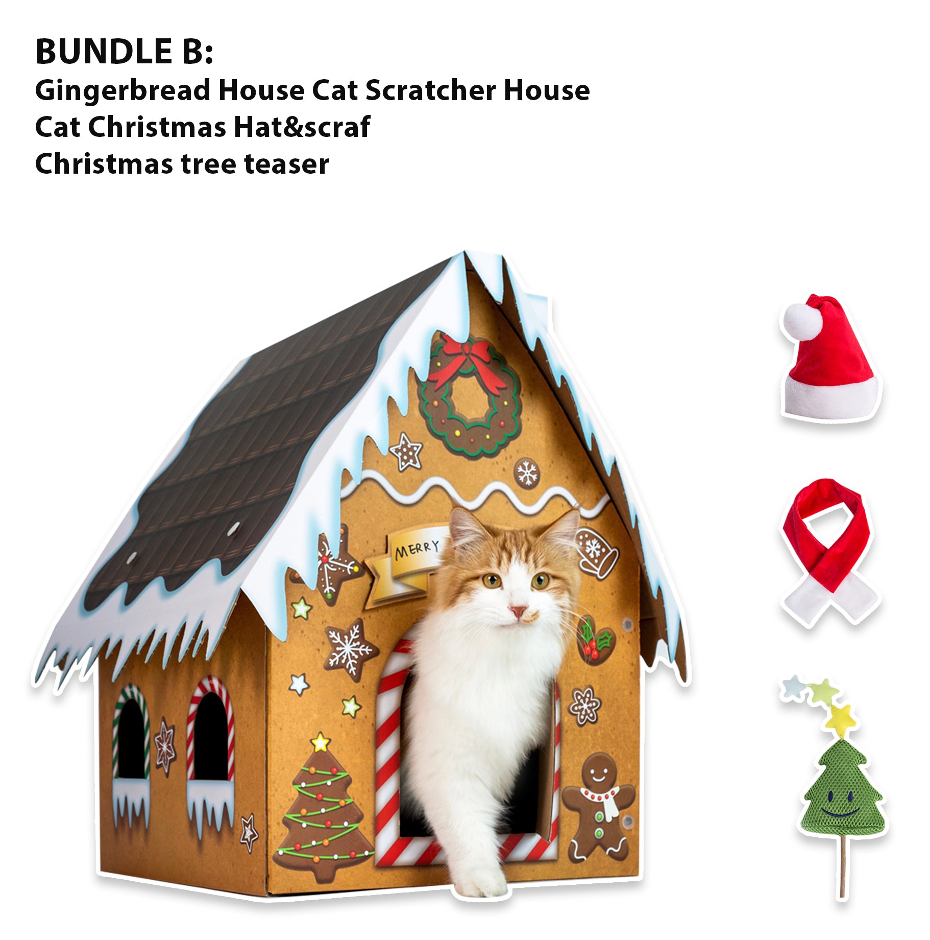 Gingerbread house cat scratcher sale